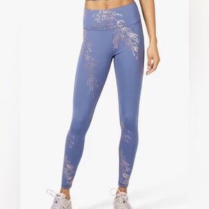Sweaty Betty Goddess Foil 7/8 Workout Leggings Crown Blue Bronze Foil Medium